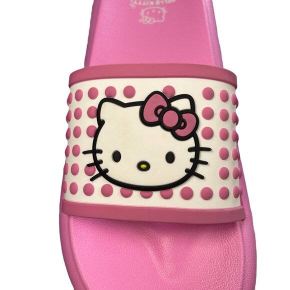Sanrio Hello Kitty Pink Slides Sandals 11 Women Polka Dots Girly Fem - Picture 2 of 6
